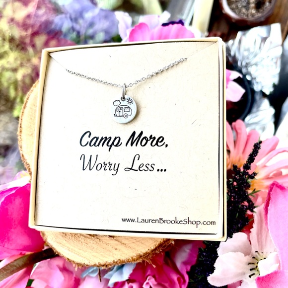 Card/Disc Necklace Box - Hand Stamped Necklace - Hand Stamped Jewelry - Camping - Picture 2 of 4